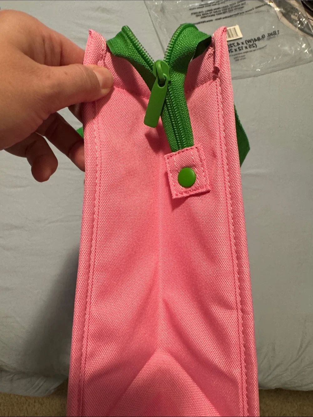 Lunch Tote Bag Green Handles